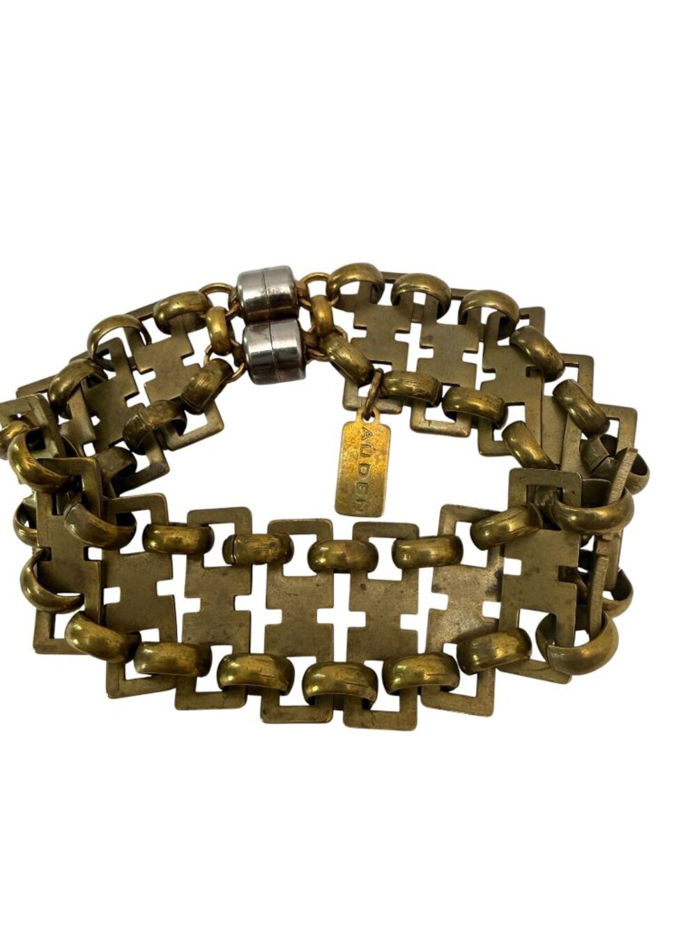 AUDEN Bracelet Goldtone Brass Links Edgy Artsy Modern Jewelry
